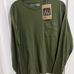 Fintech Mens Heavy Duty Long Sleeve Pocket Tee Rifle Green M NWT FMLGTHOLOS-314